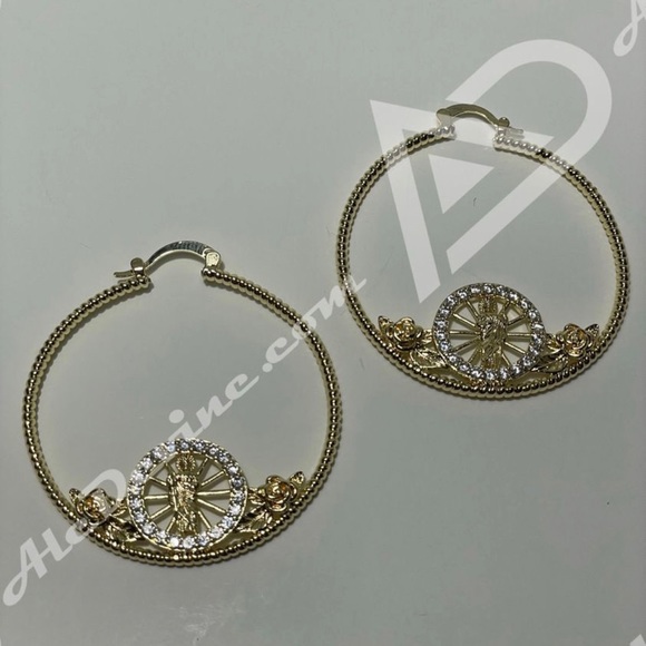 San Judas Hoop Earrings (gold plated) - Picture 2 of 7